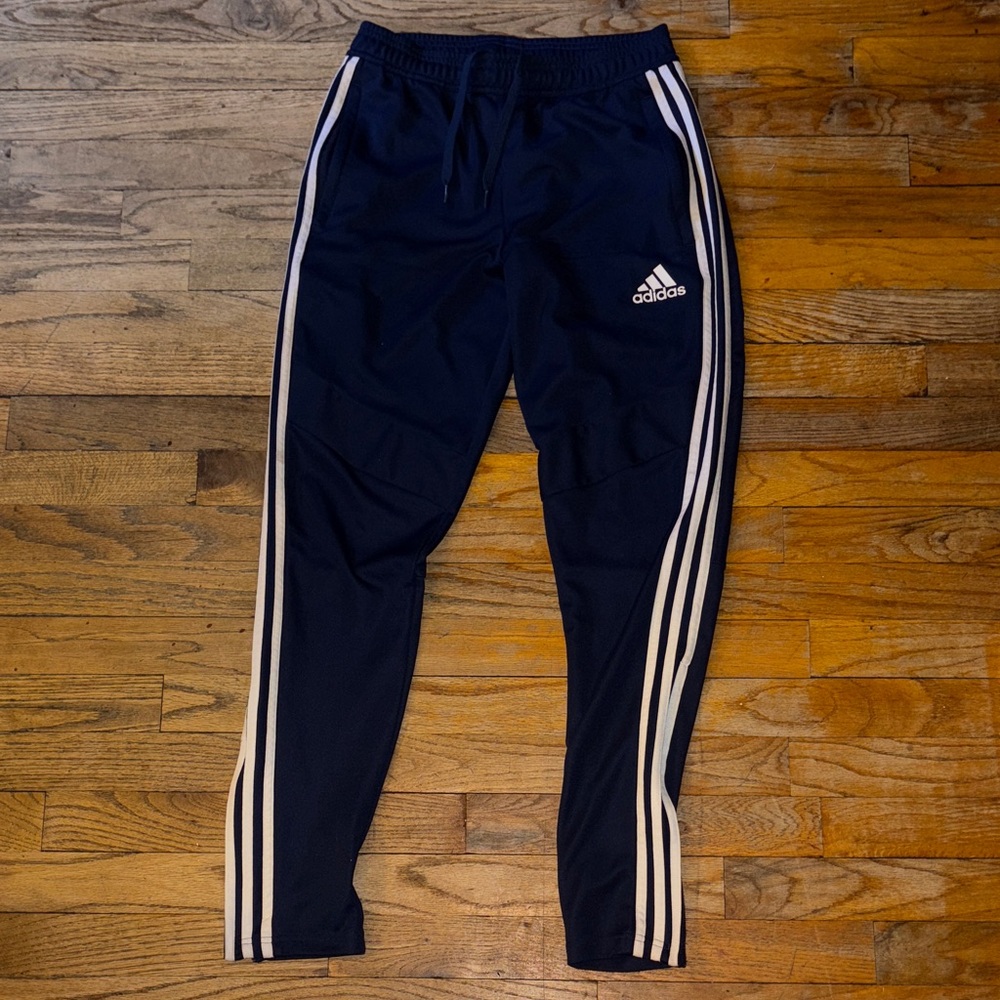 Adidas men Dark Blue Joggers with White Stripes